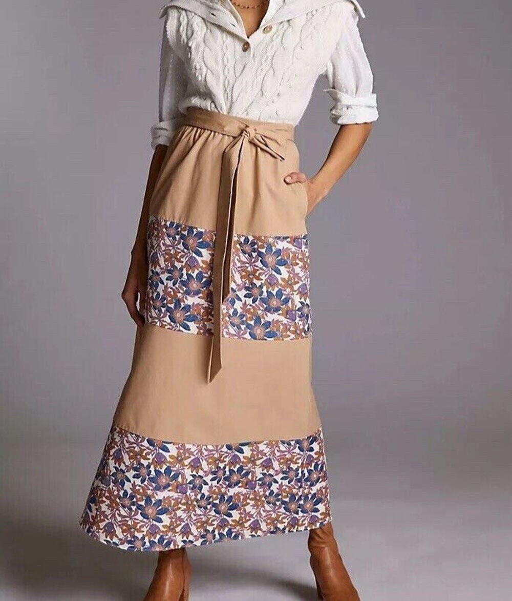 Anthropologie Jacquard Tiered Maxi Skirt Bohemian New Sachin & Babi EUC 10